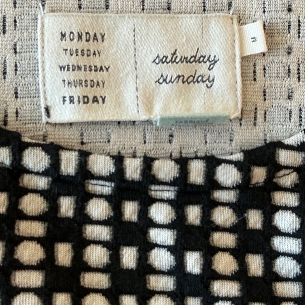 Anthropologie Saturday Sunday Isabel Dress M Black Ivory Geometric Ruched Tie - Picture 3 of 11